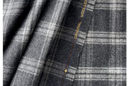 Vitale Barberis Canonico Pearl & Charcoal Plaid&nbsp;Wool Flannel (Made in Italy)