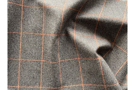Walnut Brown & Apricot Mist Plaid&nbsp;Wool Flannel (Made in Italy)