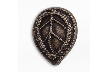 Leaf-Shaped Antique Gold Metal Button (Made in USA)