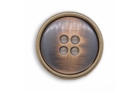 4-Hole Brushed Antique Gold Metal Button (Made in Italy)