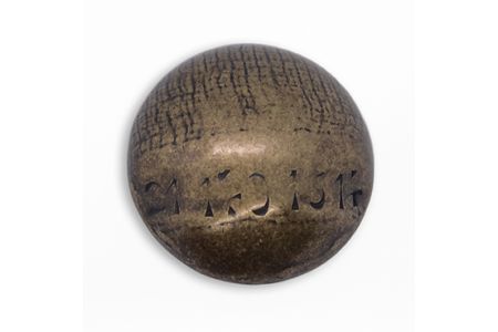 1 1/8" Domed Calligraphic Antique Gold Metal Button (Made in Germany)