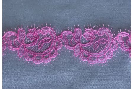 2" Magical Tea Rose Pink Alençon Lace (Made in Italy)