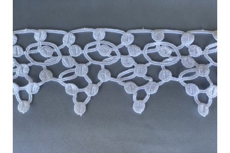 3 1/2"  Art Nouveau-Style White Rayon Venise Lace Trim