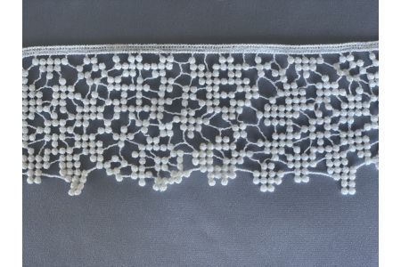 3 1/4" Art Deco Inspired Silk White Cotton Venise Lace Trim (Made in Italy)