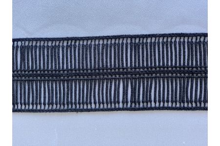 2 1/2" Designer Jet Black Cotton Venise Lace Trim (Made in Italy)