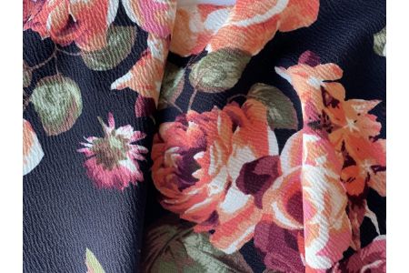 Coral Rose Garden Polyester Crepe Scuba&nbsp;Knit
