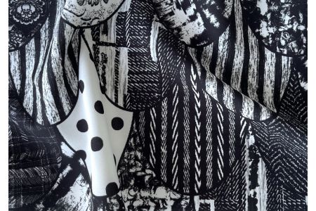 Whimsical Monochromatic Scales Polyester (Made in Italy)