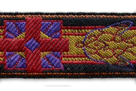 3/4" Chrimson & Gold  Woven Jacquard Ribbon