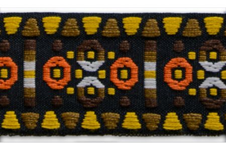 1 34" Pumpkin & Gold Kilim-Inspired Woven Ribbon
