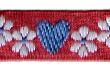 1/2" Bluebell Hearts Woven Cotton Ribbon