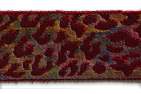 1 3/4" Burgundy Leopard Woven Ribbon (Made in France)