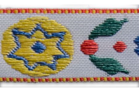 3/4" White Scandinavian Snowflake Bloem Woven Ribbon